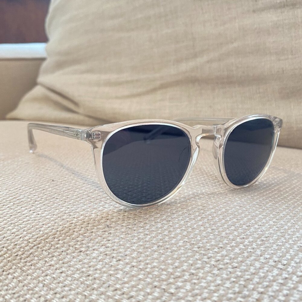 Warby Parker Clear Haskell Sunglasses with Blue Tinted Lenses